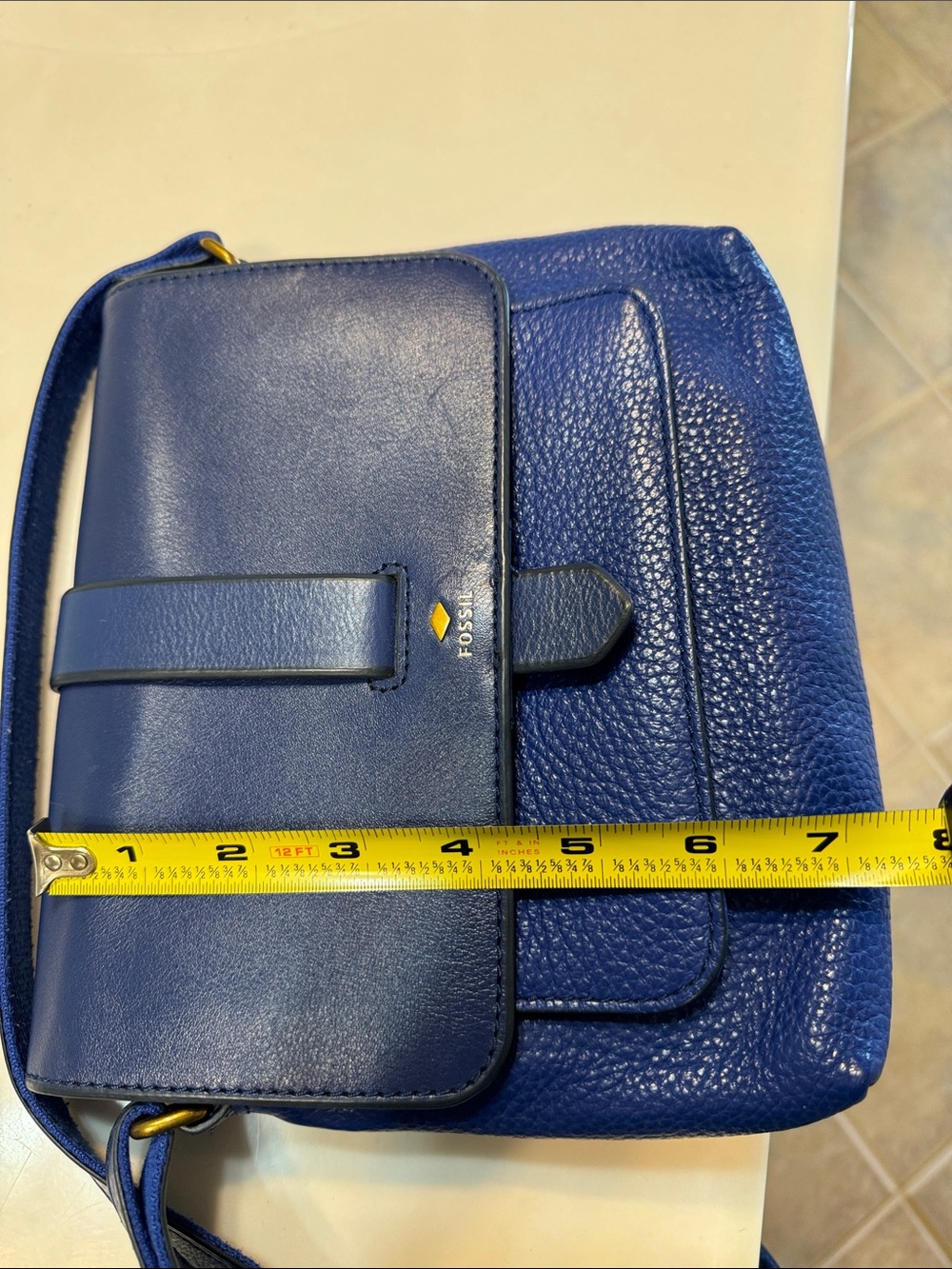 Fossil Blue Leather Pebble Crossbody Bag - Picture 8 of 8